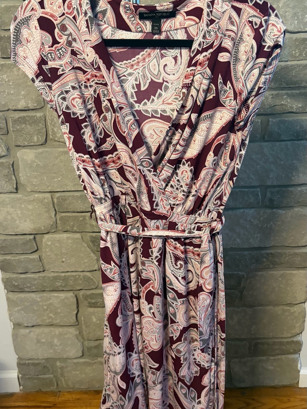 Banana Republic Burgundy Paisley Midi Dress Size XS